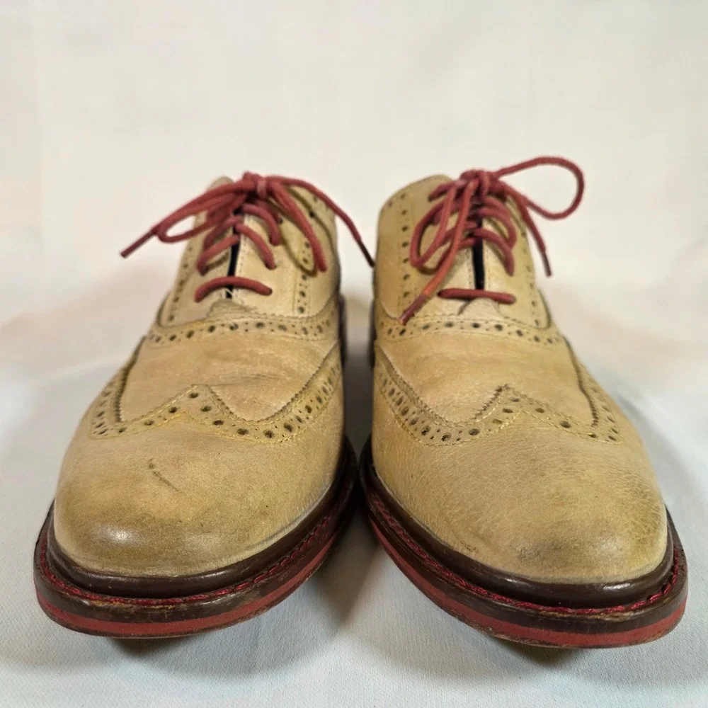 COLE HAAN Men's 10.5M Colton Winter Wingtip Oxford Summer Khaki Leather